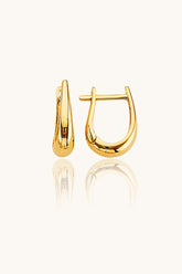 14K Solid Gold Bell Bottom Bar Hoop Earrings – Available in Yellow, White & Rose Gold