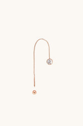 14K Rose Gold Bezel Setting Chain Dangle Stud Single Earring