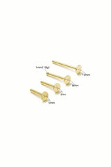14K Solid Gold Inner Screw Labret Flatback 1.5MM 2MM 2.5MM 3MM Single Studs