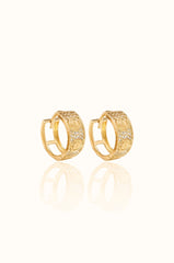14K Solid Gold Screw Motif Pavé Huggie Hoop Earrings