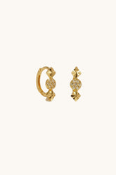 14K Solid Gold Diamond-Cut Pyramid Stud Mini Hoop Earring