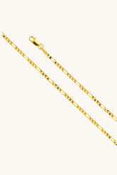 14K Solid Gold 2.3mm Open Figaro 3+1 Chain Necklace (16/18/22/24 Inches)