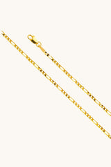 14K Solid Gold 2.3mm Open Figaro 3+1 Chain Necklace (16/18/22/24 Inches)