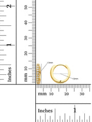 14K Solid Gold Customizable 13MM Mill Grain Hoop Earrings – Cubic Zirconia or Lab Diamond Options