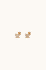 14K Solid Gold CZ Butterfly Screw Back Stud Earring