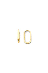14K Solid Gold Paperclip Oval Hoop Earring