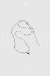 925 Vermeil Black Onyx Heart Pendant Necklace – Sausage Link Chain