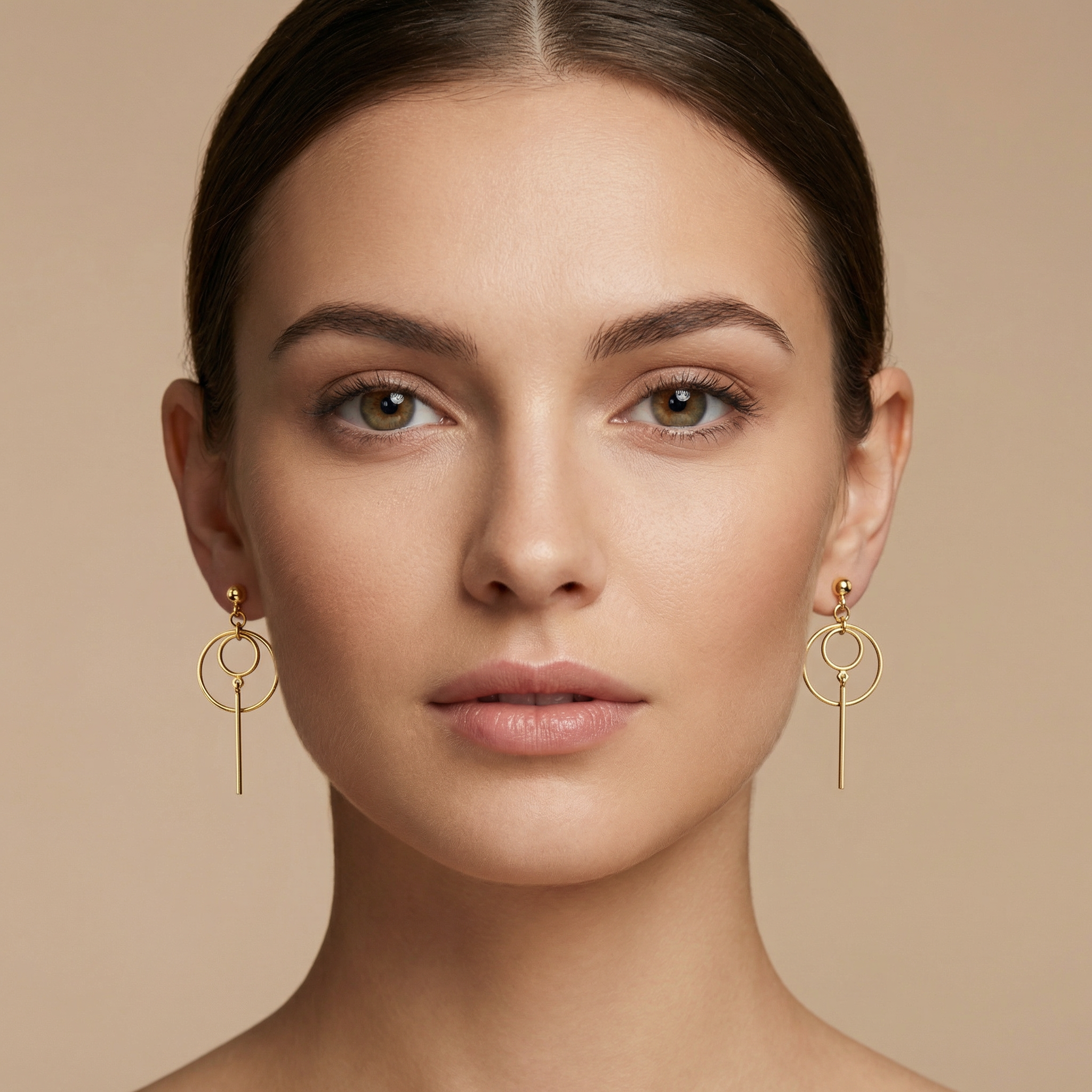 Modern geometric multi-element dangle earrings with 40mm drop