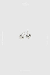 925 Sterling Silver Chubby Heart Fish Hook Hoop Earrings