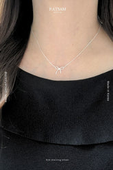 925 Sterling Silver Ribbon Necklace – Dainty Bow Pendant in Pure Silver
