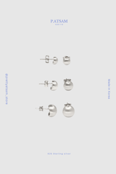 925 Sterling Silver Brush Finished Shell Half Hoop Stud Earring