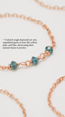 14K Solid Gold Colored Triple Rough Diamonds Chain Ring