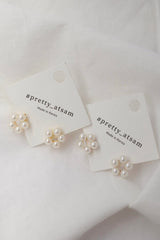 Classic Pearl Cluster Stud Earrings