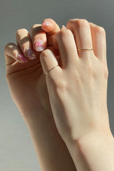 14k Solid Gold Plain 0.7mm Thin Dainty Ring - Pretty At Sam