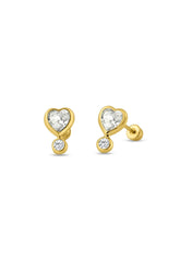 14K Solid Gold Heart Screw Back Stud Earring - Pretty At Sam