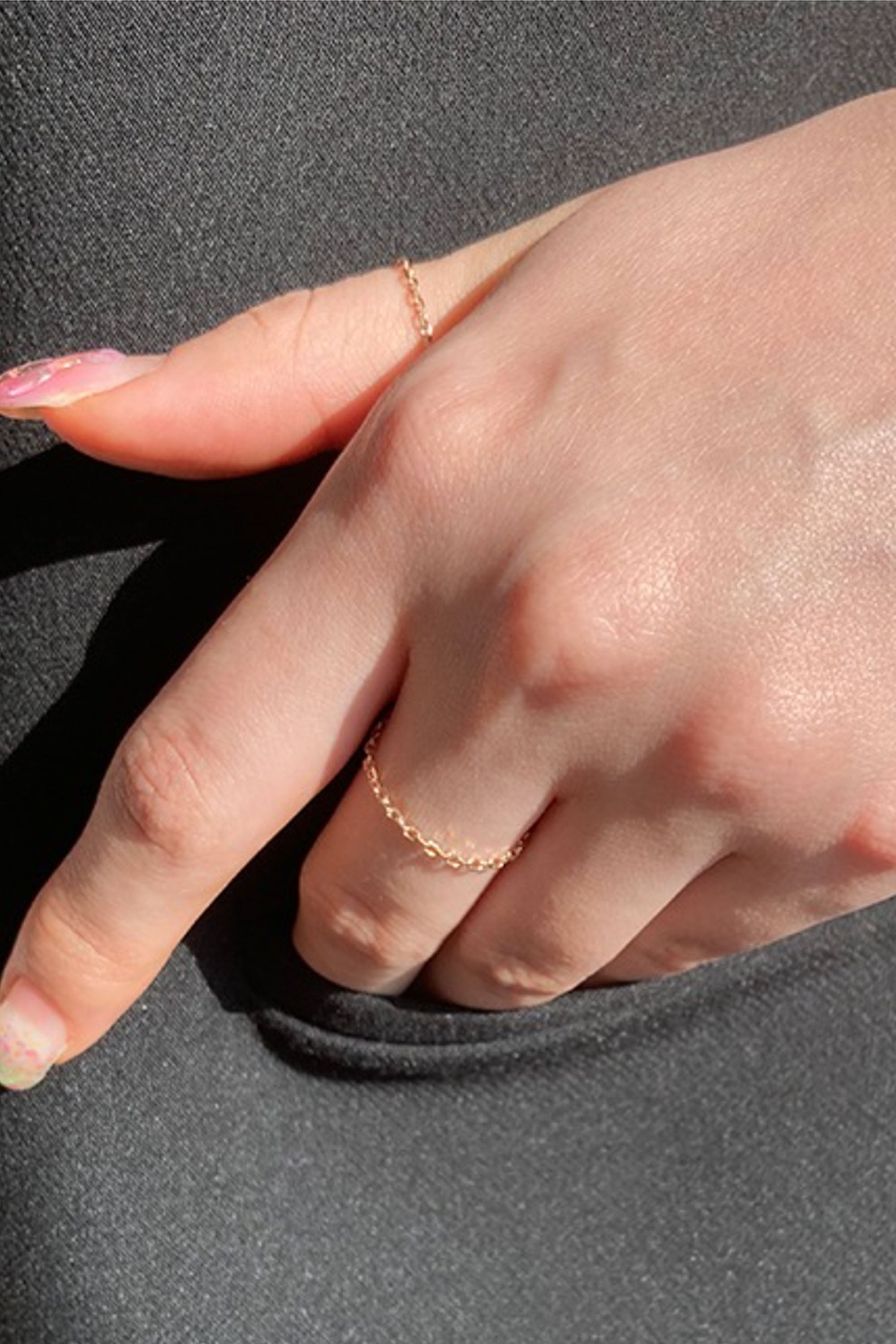 14K Solid Gold Paper Clip Chain Ring - Pretty At Sam