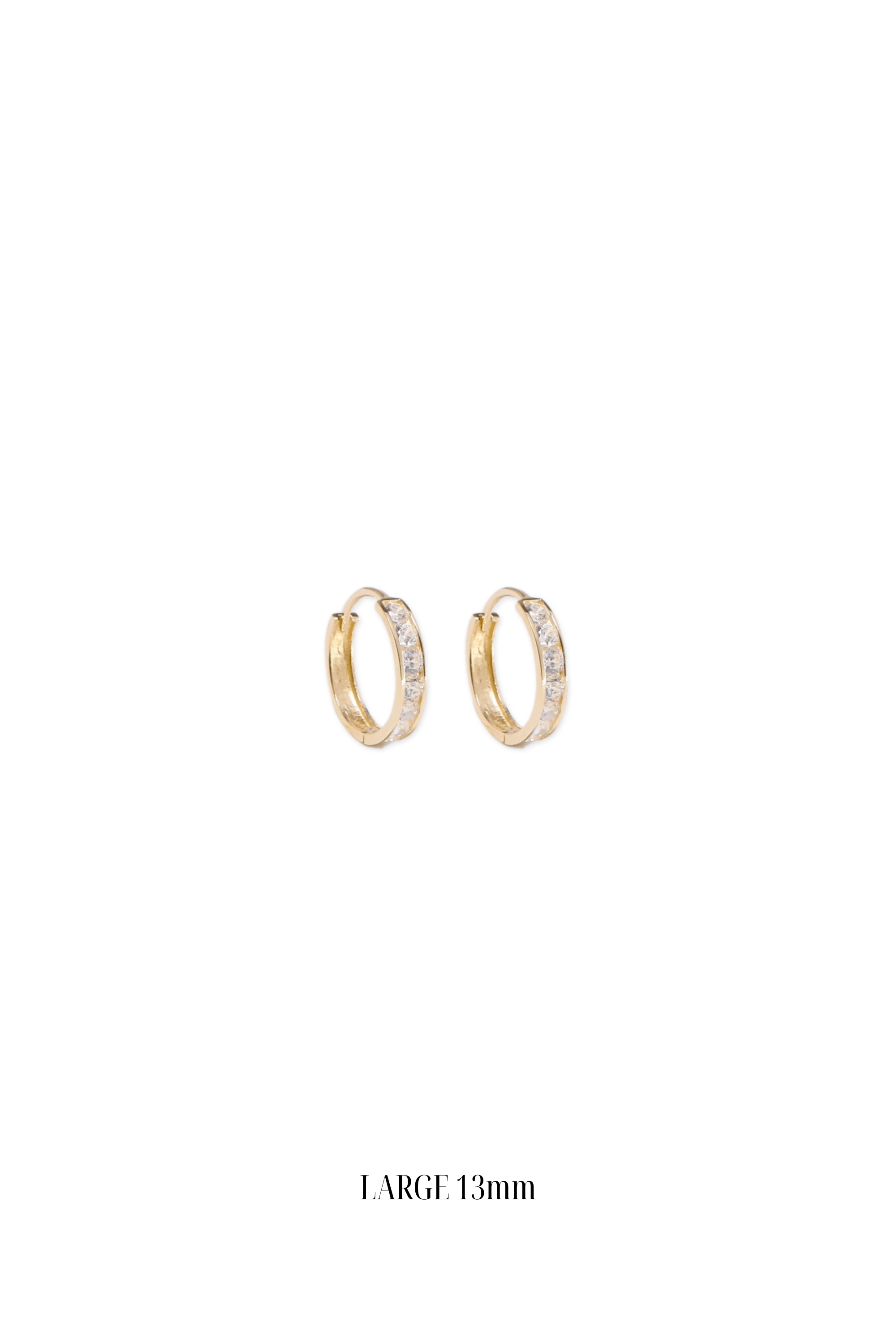 14K Solid Gold 13MM CZ Channel Setting Hoop Earring - Pretty At Sam