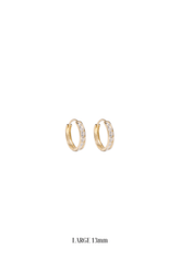14K Solid Gold 13MM CZ Channel Setting Hoop Earring - Pretty At Sam