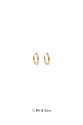 14K Solid Gold 12MM Box Edge Hoop Earring - Pretty At Sam