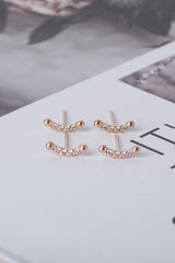 14k Solid Gold CZ Smile Stud Pushback Earring - Pretty At Sam