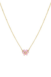 14K Solid Gold Daisy Flower Charm Pendant Necklace