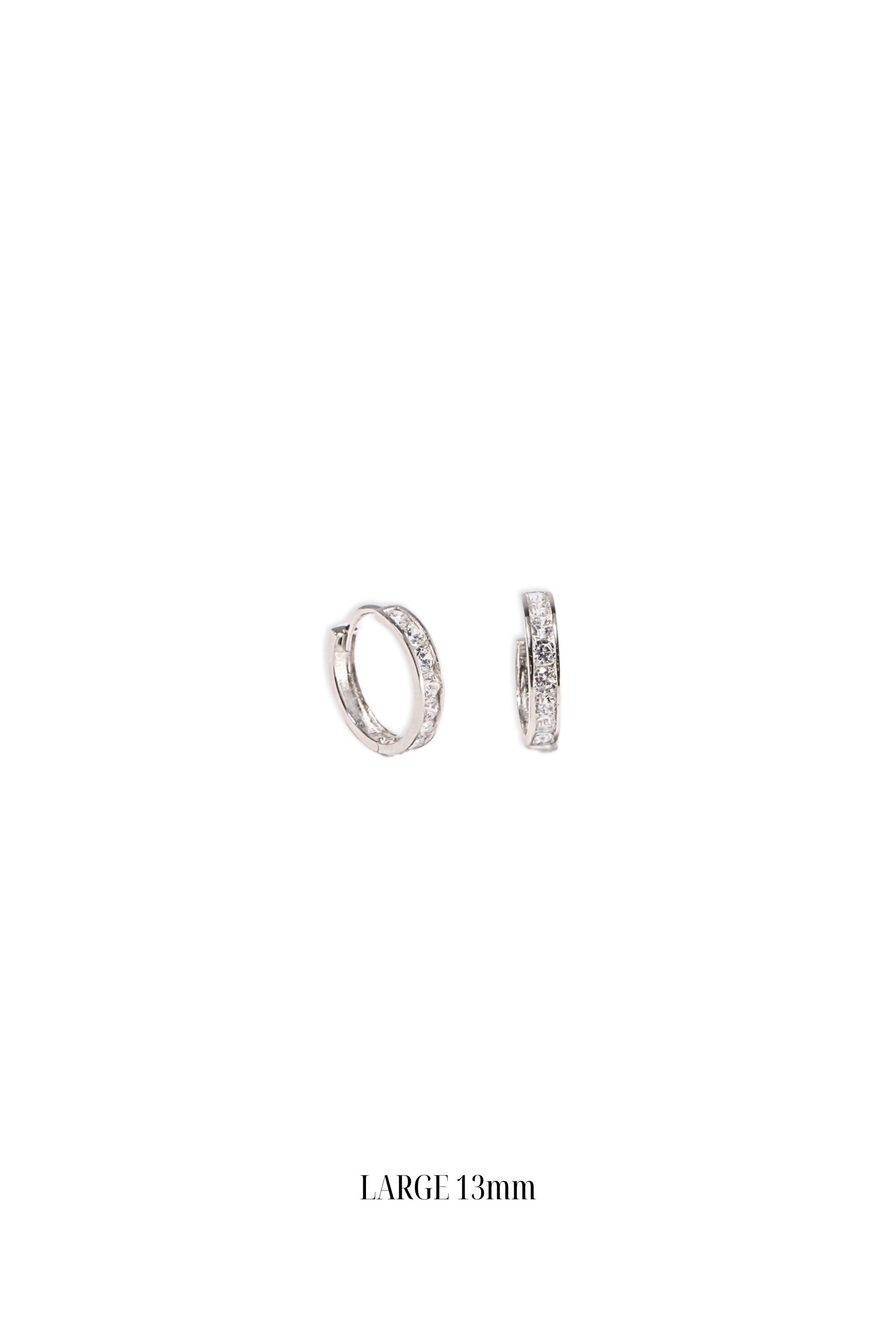 14K Solid Gold 13MM CZ Channel Setting Hoop Earring - Pretty At Sam