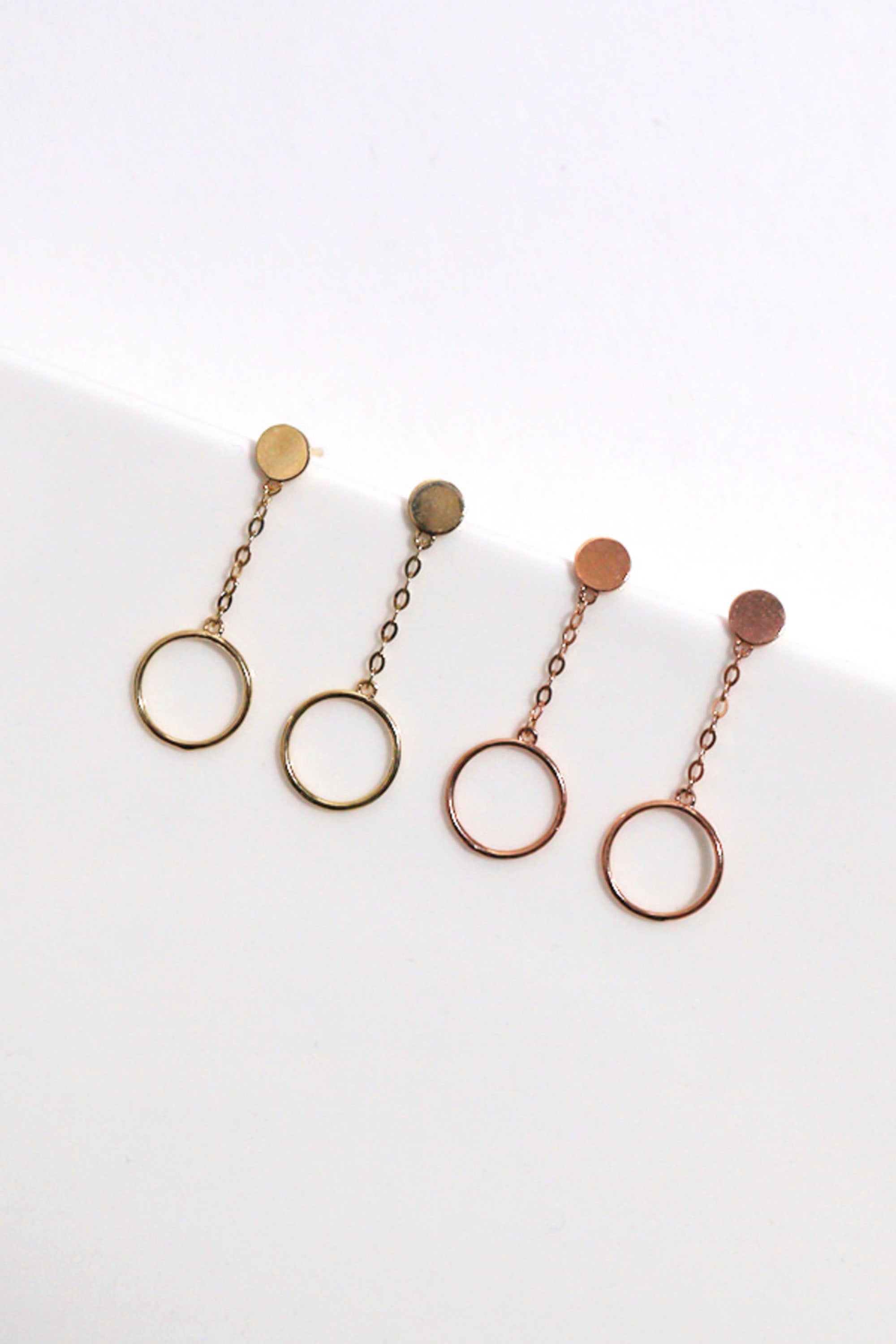 14k Solid Gold Open Ring Mid Drop Dangling Earring - Pretty At Sam