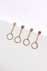 14k Solid Gold Open Ring Mid Drop Dangling Earring - Pretty At Sam