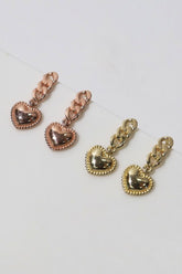 14k Solid Gold Cuban Chain Heart Drop Stud Earring - Pretty At Sam