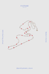 925 Sterling Silver Red Beads Chain Necklace – DC Round Link Design