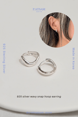 925 Sterling Silver Minimal Wavy Hoop Huggie Earring
