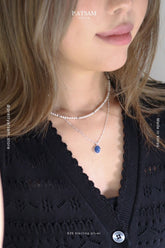 925 Raw Stone Oval Pendant Necklace – Multiple Natural Gemstone