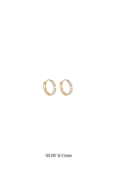 14K Solid Gold 11MM CZ Channel Setting Hoop Earring - Pretty At Sam