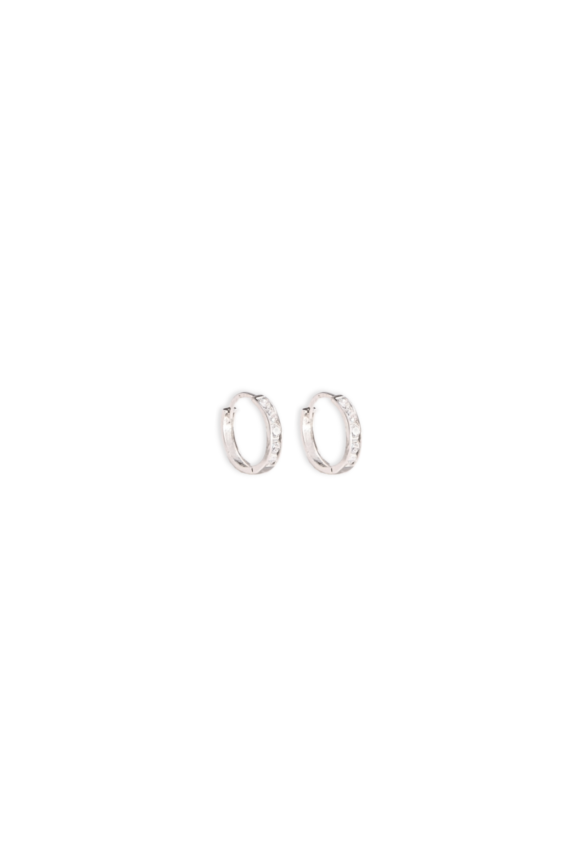 14K Solid White Gold 11MM CZ Channel Setting Hoop Earring - Pretty At Sam