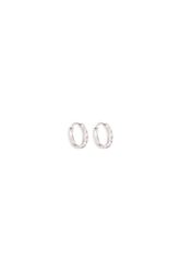 14K Solid White Gold 11MM CZ Channel Setting Hoop Earring - Pretty At Sam