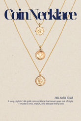 PATSAM 14K Solid Gold Coin Series Necklace – Customizable Pendant and Chain