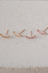 14k Solid Gold CZ Smile Stud Pushback Earring - Pretty At Sam