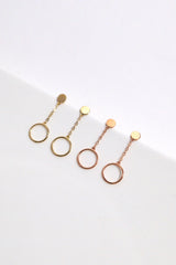 14k Solid Gold Open Ring Mid Drop Dangling Earring - Pretty At Sam