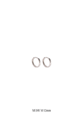14K Solid Gold 12MM Box Edge Hoop Earring - Pretty At Sam