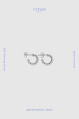 925 Sterling Silver Gold Ball Linked Half Hoop Stud Earrings