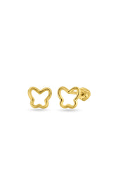 14K Solid Gold Open Butterfly Stud Screw Back Stud Earring - Pretty At Sam