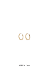14K Solid Gold 12MM Round One Touch Hoop Earring - Pretty At Sam