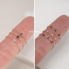 14K Solid Gold Colored Triple Rough Diamonds Chain Ring