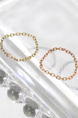 14K Solid Gold Paper Clip Chain Ring - Pretty At Sam