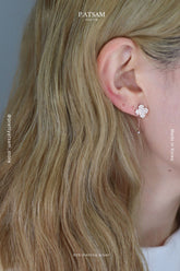 925 Sterling Silver CZ Clover Back Drop Dangle Earring