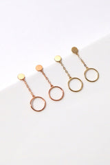 14k Solid Gold Open Ring Mid Drop Dangling Earring - Pretty At Sam