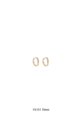 14K Solid Gold 10MM Round One Touch Hoop Earring - Pretty At Sam