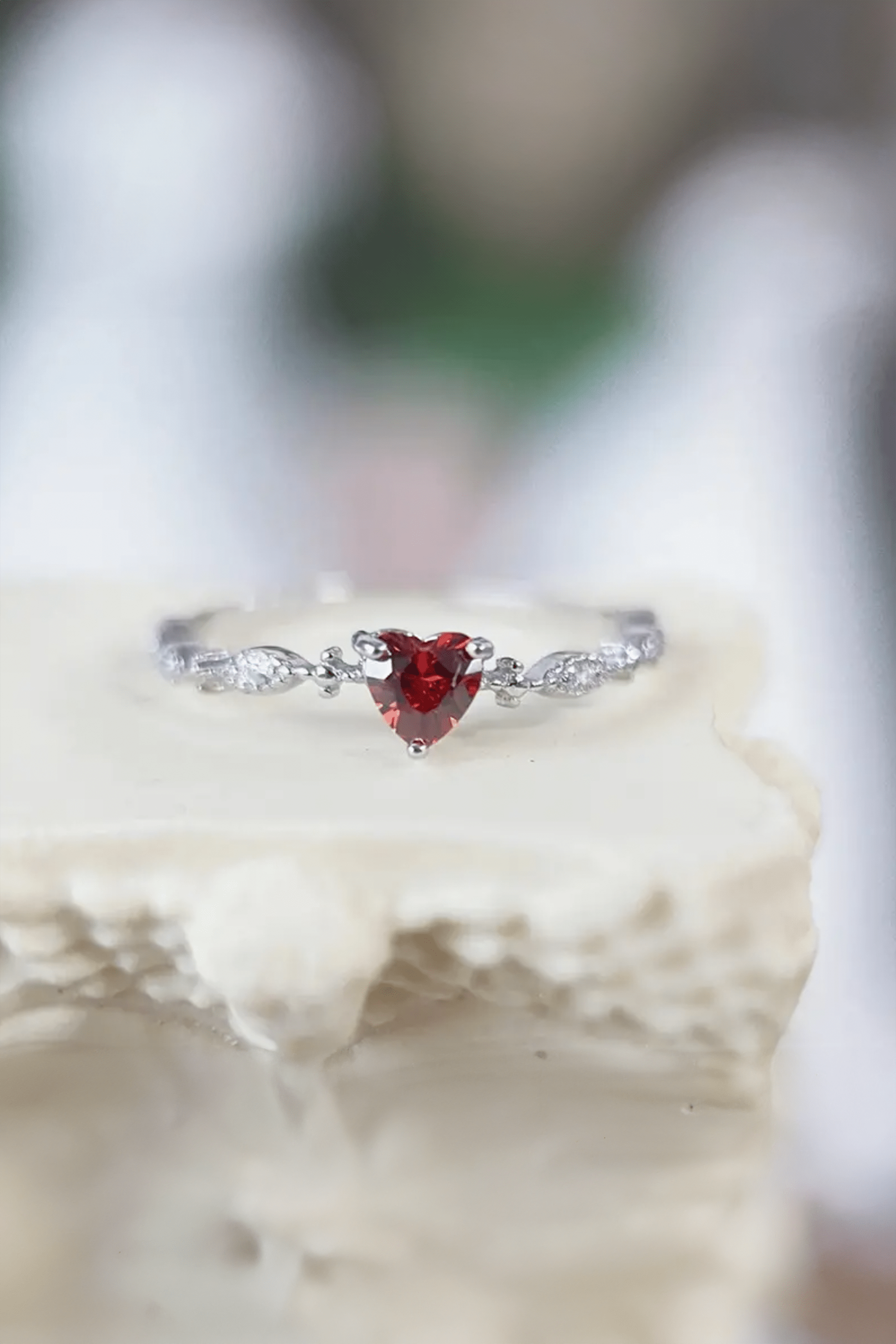 925 Sterling Silver Gold Plated CZ Heart Stone Stackable Ring - Pretty At Sam
