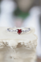 925 Sterling Silver Gold Plated CZ Heart Stone Stackable Ring - Pretty At Sam