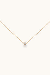 14K Solid Gold Lab Diamond 3MM Bezel Setting Charm Necklace & Earring